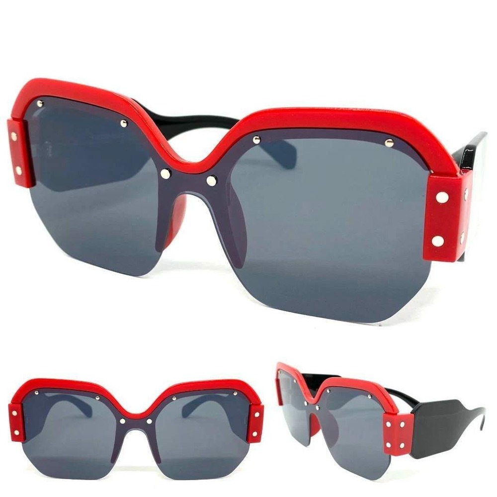 Oversized Sunglasses Women Fashion Designer Inspired Red Frame Shades Luxury New
